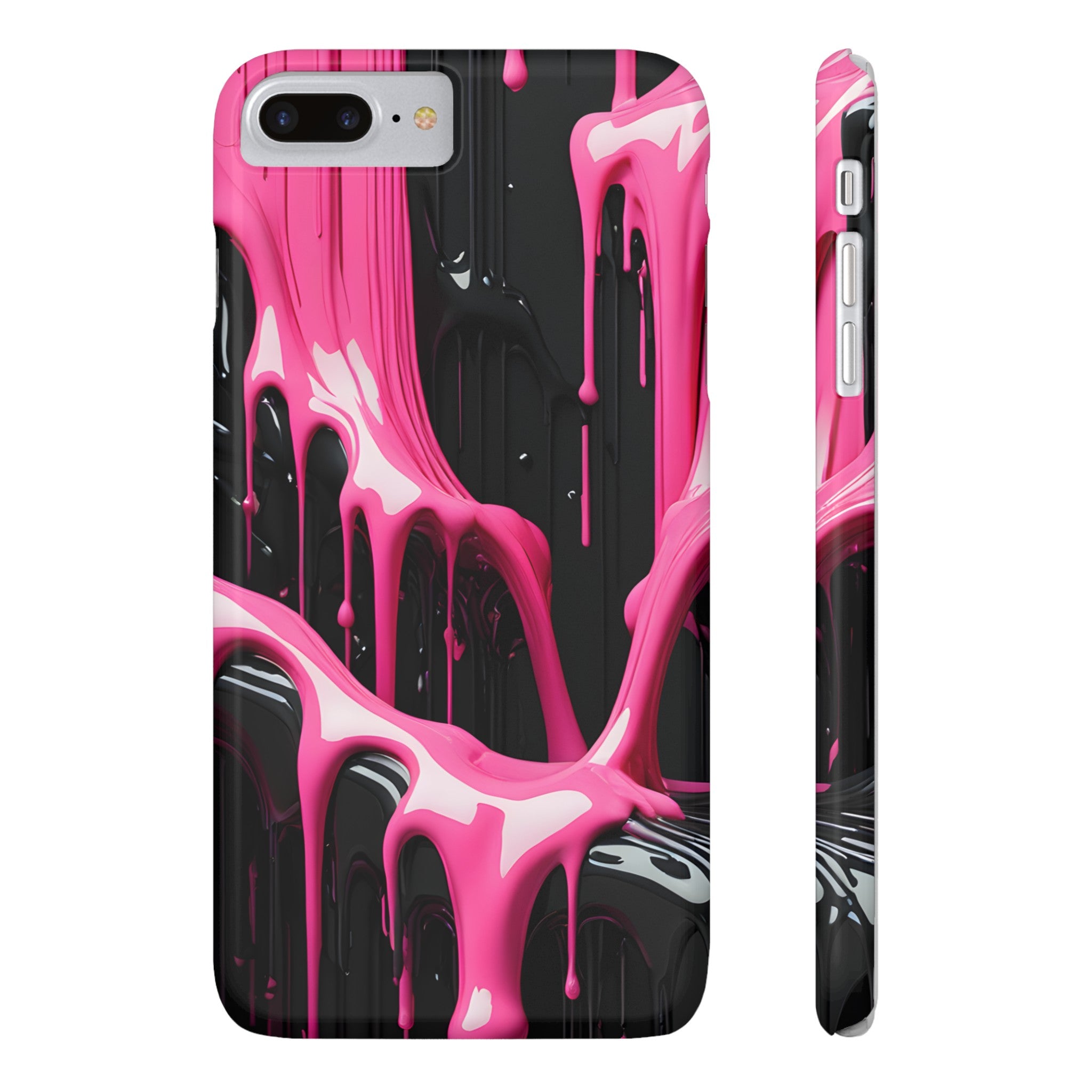Pink & Black Dripping Slim Phone Case
