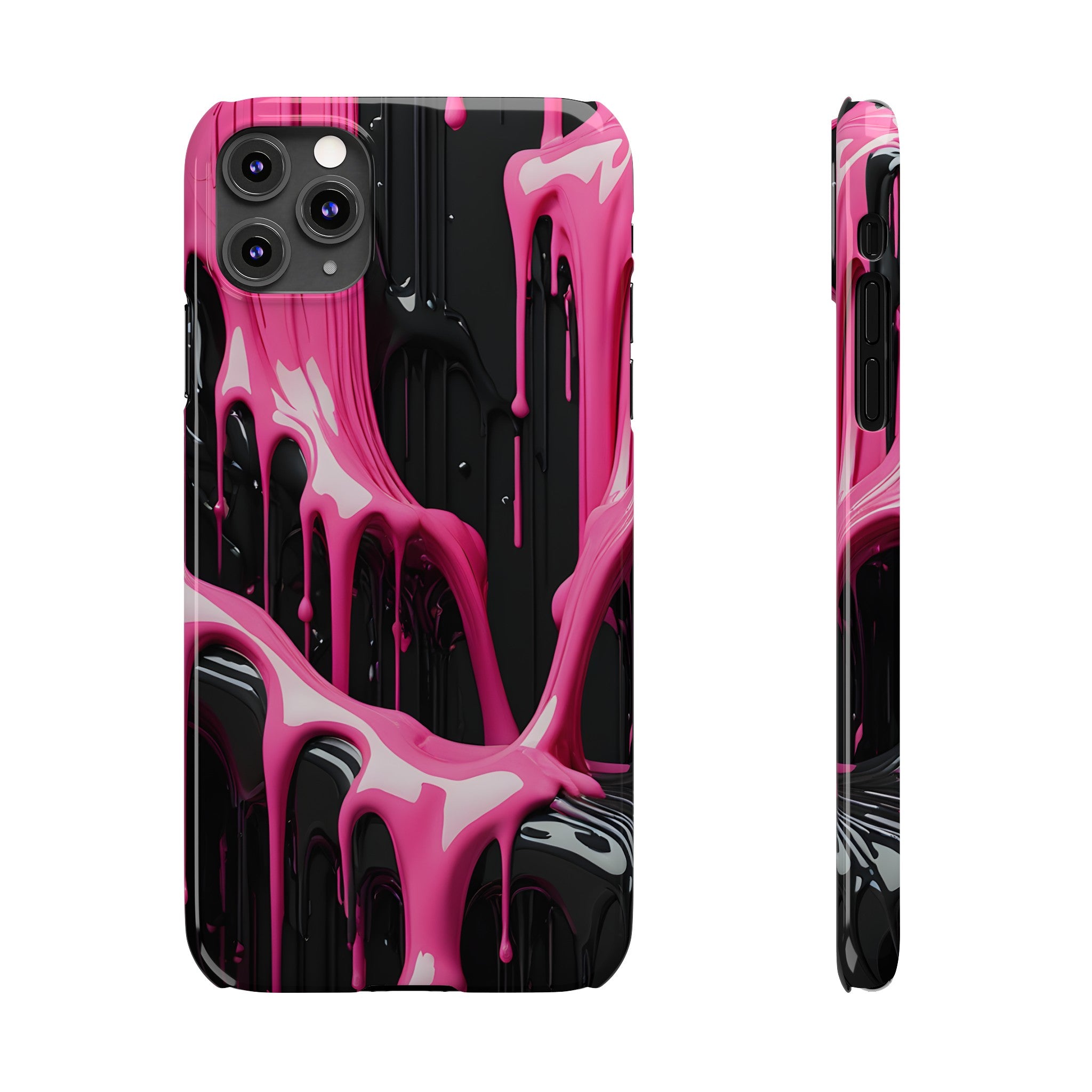 Pink & Black Dripping Slim Phone Case